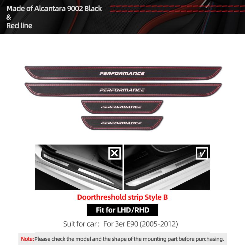 For BMW E90 2005-2012 Made of Alcantara Door Sill Trims Strip Threshold Protect Sticker Car Interior Tuning Decor Accessories