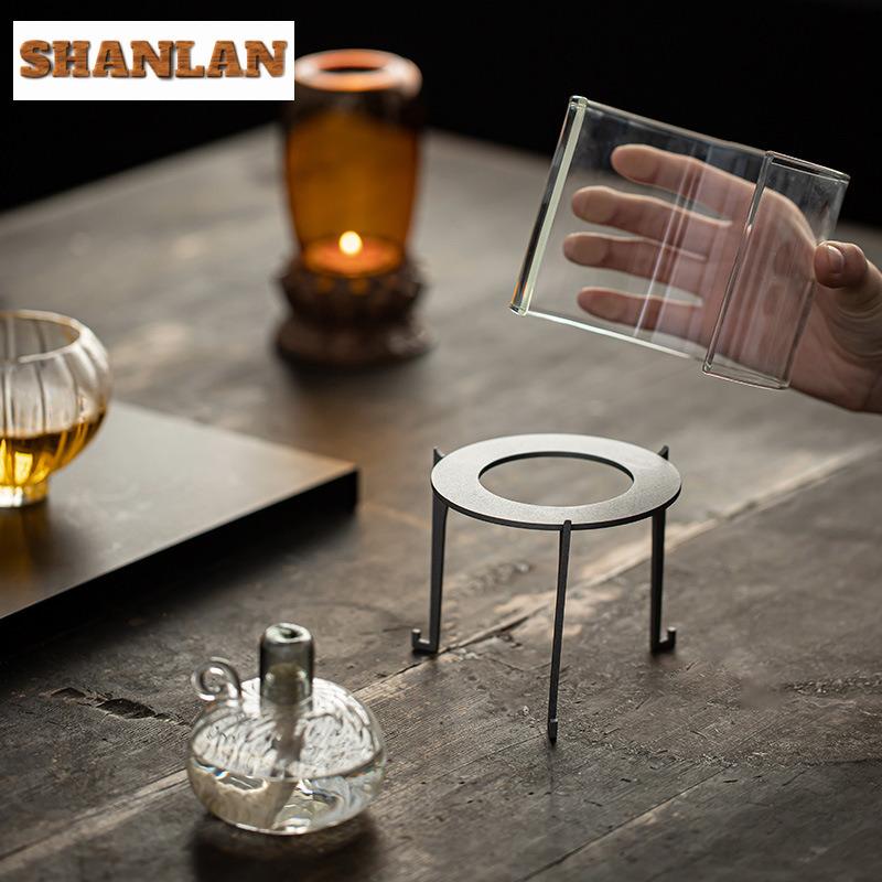 Glass Tea Warmer Holder Candle Warmer Lamp Candle Heater Stove Kettle Stand Boiling Water Carbon Furnace Teaware Ornaments Gift