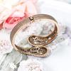 SUNSPICE-MS Champagne Crystal Women Vintage Cuff Bracelet Turkish Retro Gold Color Metal Spring Bracelet Ethnic Wedding Jewelry