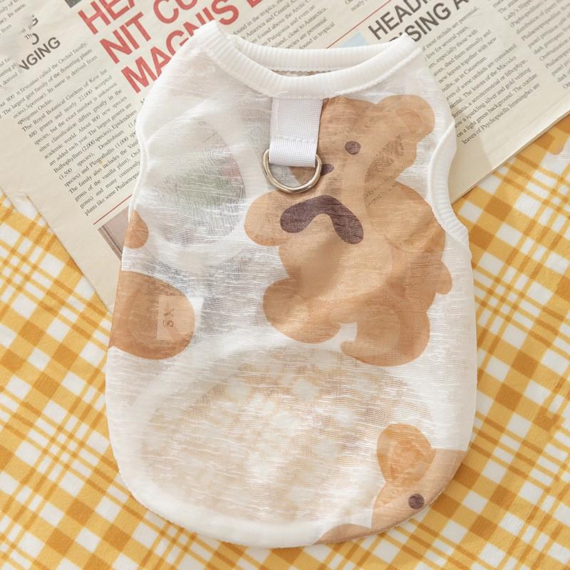 Dünne atmungsaktive Mesh-Weste mittelgroßer und kleiner Hund Teddy als Bär Katze Frühling und Sommer Haustierkleidung Welpenhundkleidung