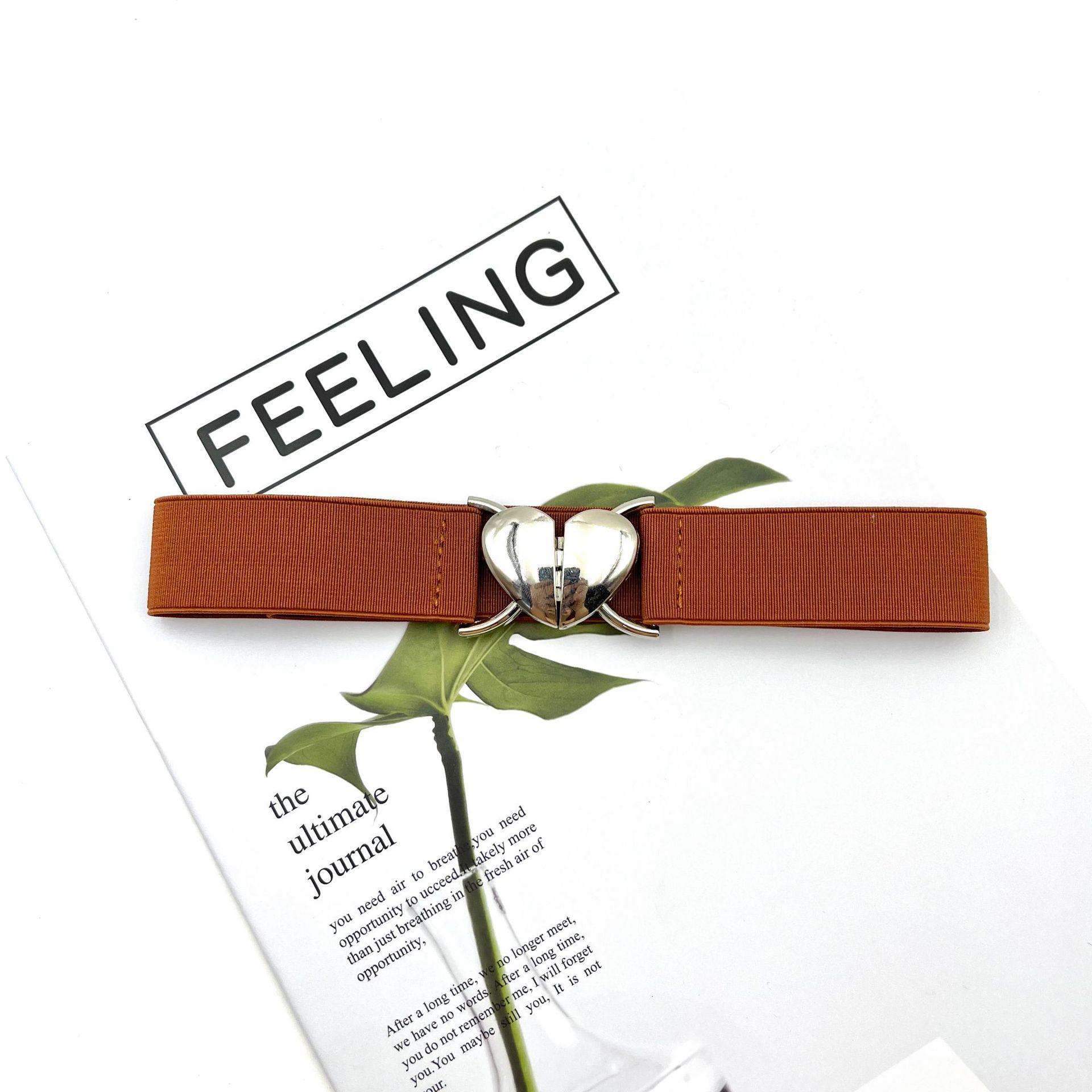 

Женские эластичные ремни с металлической пряжкой в ​​форме сердца, платье на талии, свитер, декоративные аксессуары на поясе