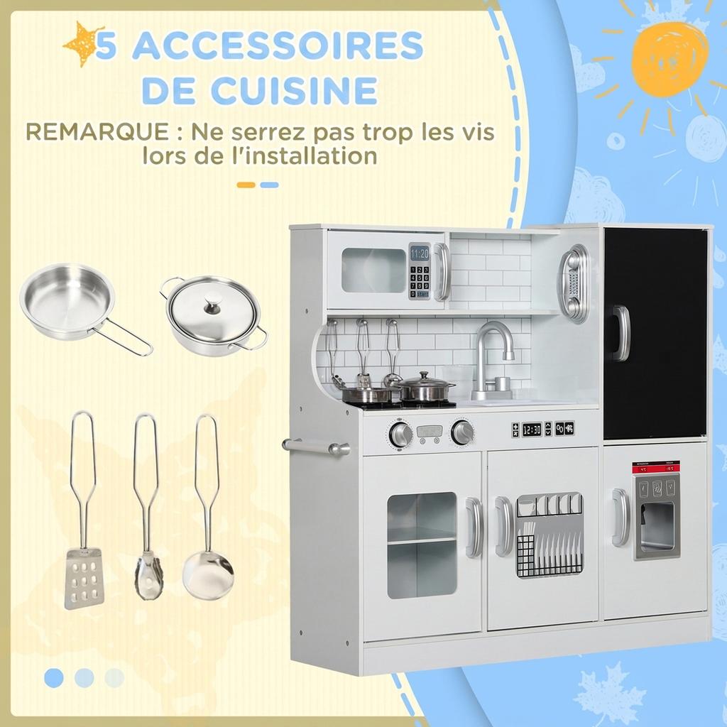 Children's Toy Kitchen, Pretend Play Kitchen, Ages 3-8, White