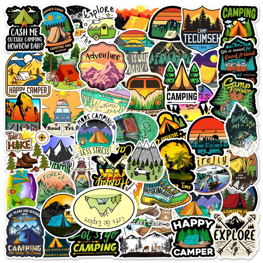 10/30/50pcs Cool Cartoon Outdoor Camping Hiking Stickers Decals DIY Water Bottle Phone Suitcase Bike Graffiti Sticker