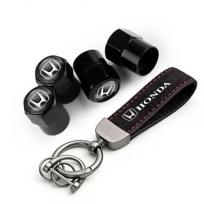 Car Tire Wheel Valve Caps Cover Suede Auto Key Ring Keychain For Civic Fit Jazz Accord Pilot CRV Odyssey Passport City Shu DE6