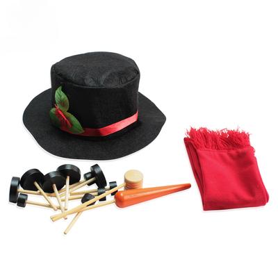 Party Upgrade Christmas Snowman Dress Up Set Combination Wooden Button Pipe Hat Scarf
