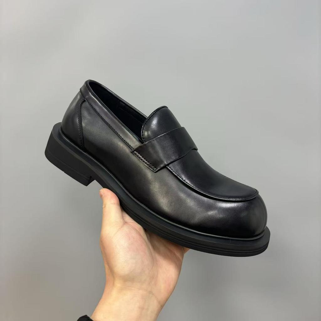 Leather Big Head Leather Shoes European Station Men's Business Casual Chelsea Boots Square Head Black Non-slip Versatile Breathable