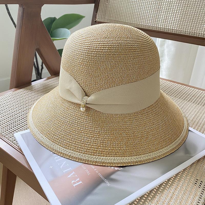

Hat Style Versatile Straw Woven Retro Womens Sunshade Fisherman Hatscaps бежевий