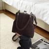 Large Capacity Retro Frosted Handbag Kiss Lock Short Handle Leather Crossbody Bag Clip Closure PU Clutch Shoulder Bag