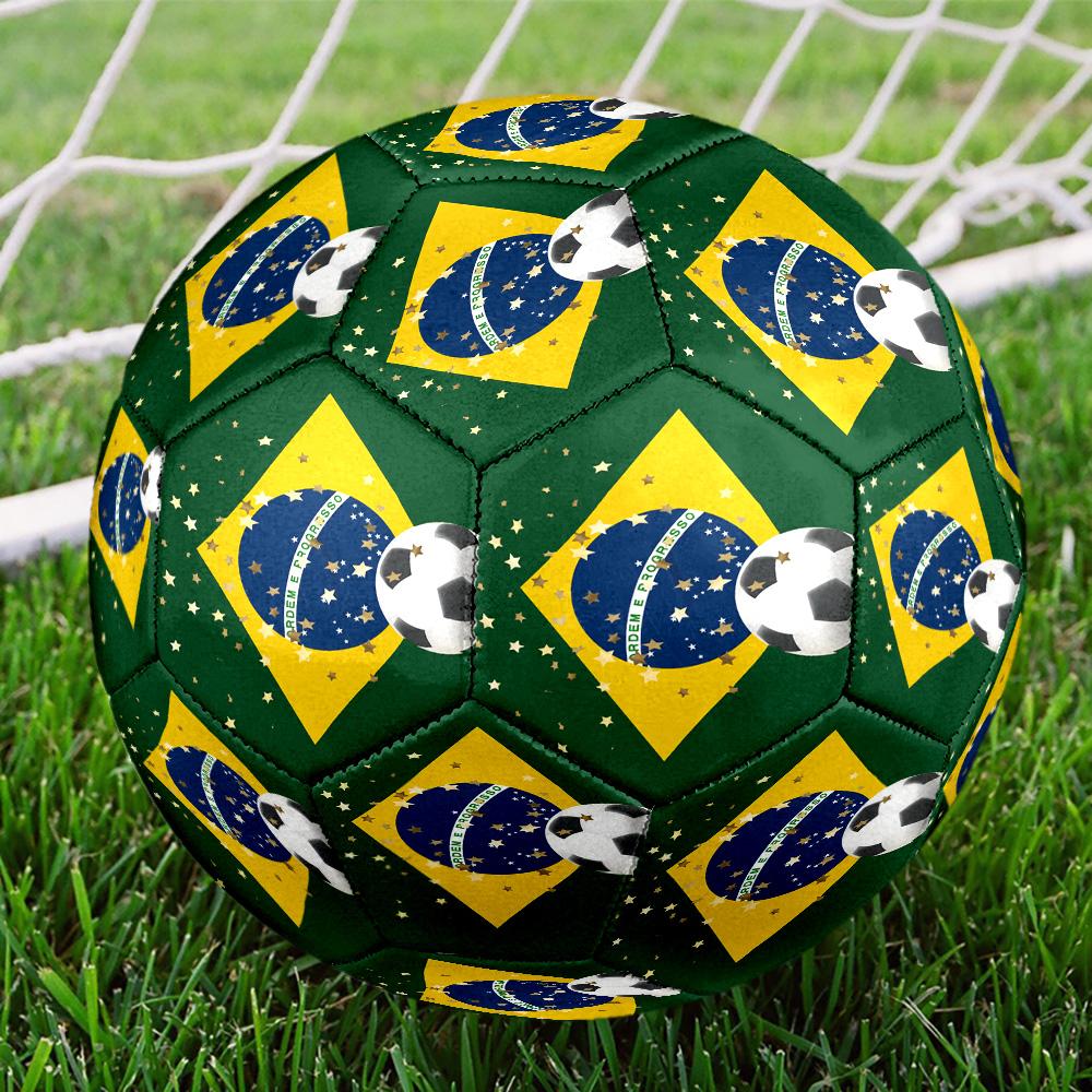 Brazil Artwork Printed Size 5 Soccer Balls, High-Quality, Anti-Slip, Protective Football, A Unique Gift , Birthdays, Christmas Gifts