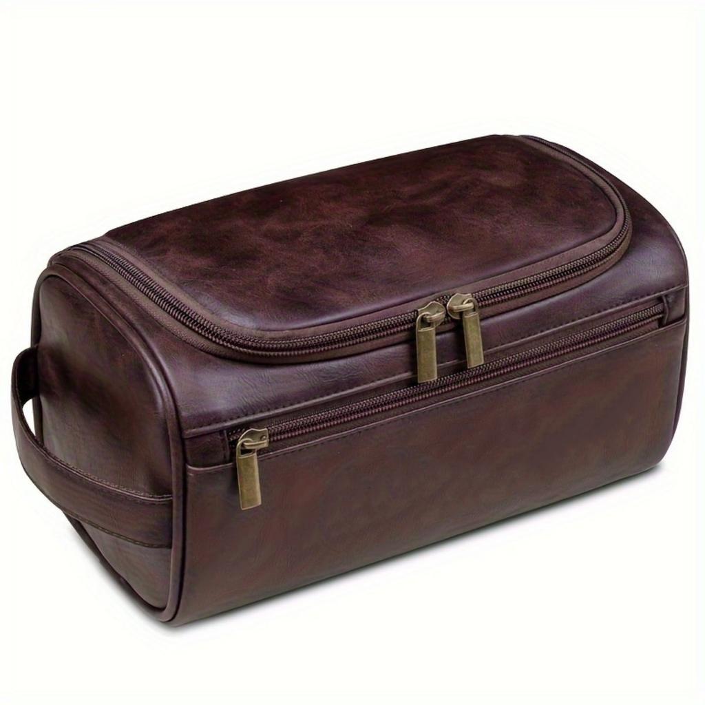 Leather Toiletry Bag for Men Women Dopp Kit Mens Hanging Toiletry Bag Travel Toiletry Bag for Traveling Large Cosmetic Bag for T