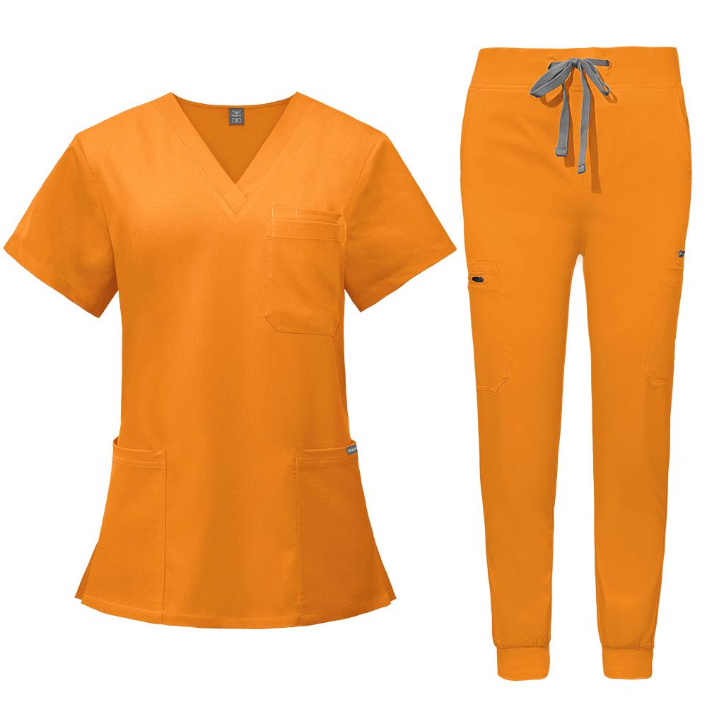Double-Layer Multifunction Pocket Scrub Suit for Anesthesiologists - Short Sleeve, Long Pants Set