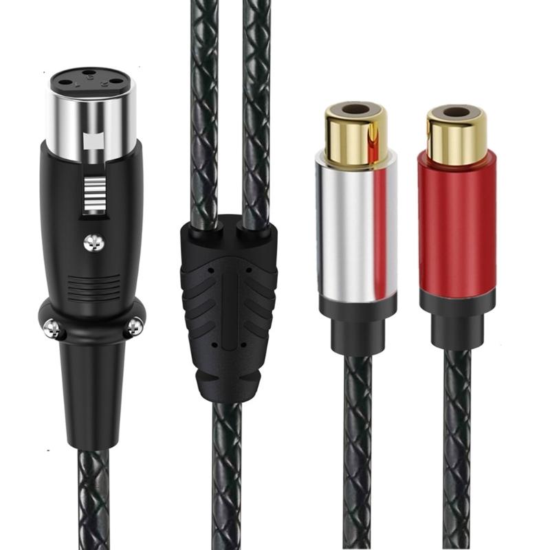 2RCA Female To 3Pin Female Sound Unbalanced Cable 3Pin To Double 2RCA Female Splitter Patching Cord Microphone Cable