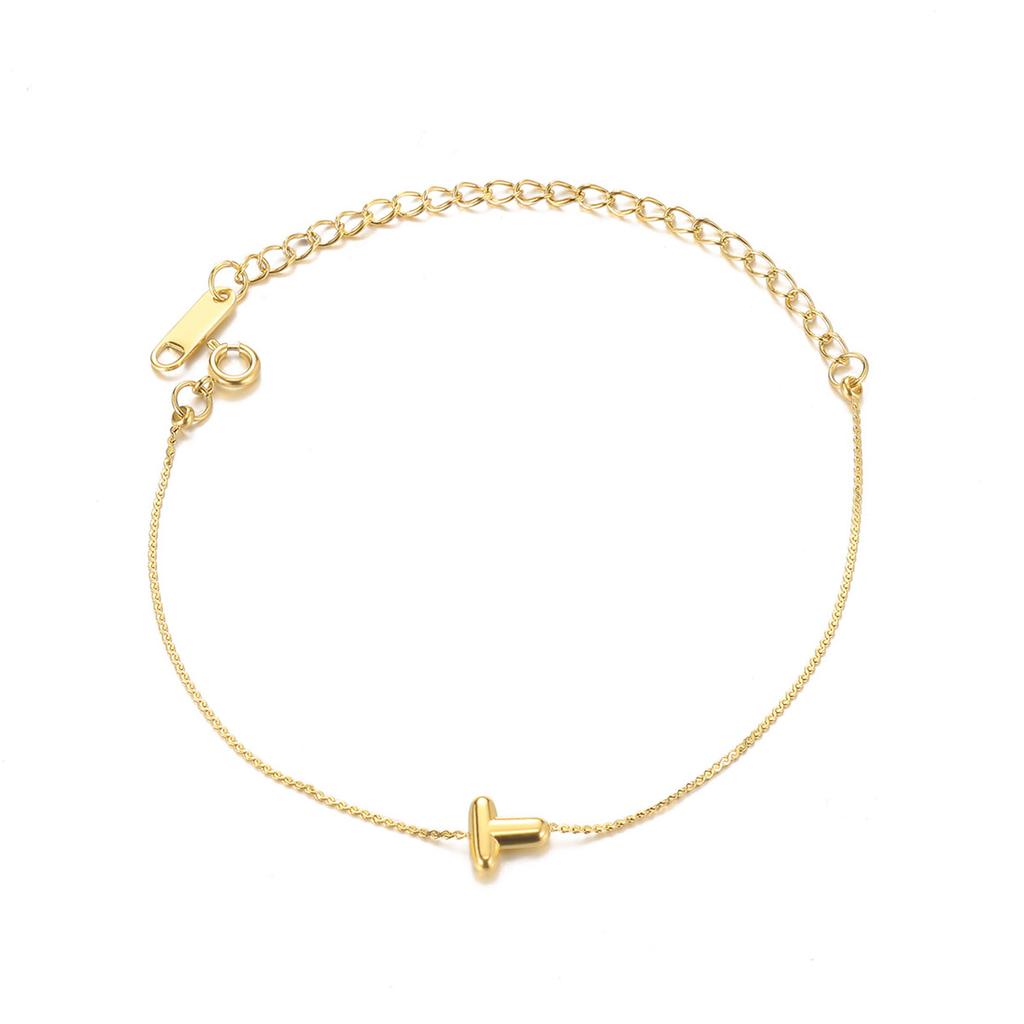 Mini Cute 3D Initials Bubble Letter Chain Bracelet For Women New Gold Color Stainless Steel Waterproof Elegant Christmas Jewelry