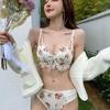 Women Floral Bras Sling Backless Deep V Bras 3/4 Cup Underwear Lady Fashion Bras