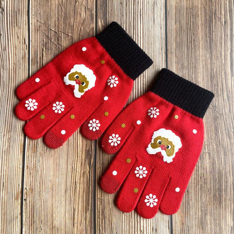 Men/Women Christmas Santa Gloves Thicken Touch Screen Winter Full Finger Mittens