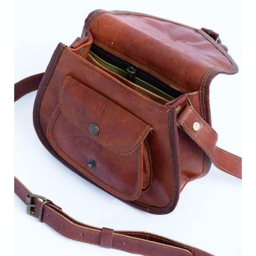 Leather Messenger Shoulder Cross Body Bag Handmade Purse Women's Vintage