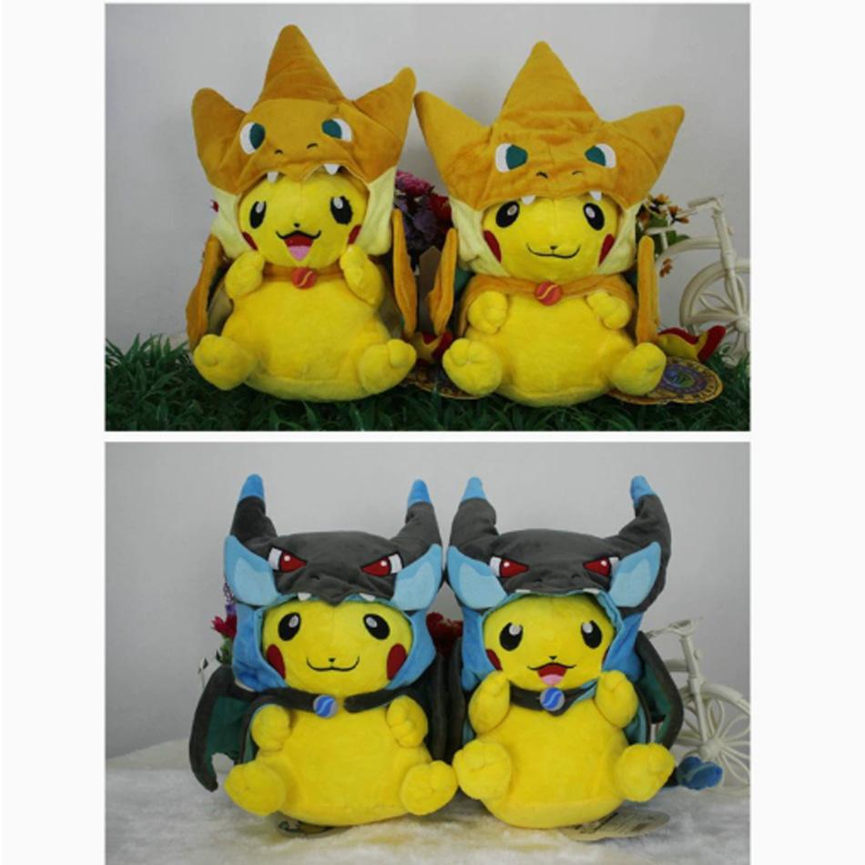 10Pcs Pokemon Pikachu Cosplay Toy Charizard Snorlax Garchomp Tyranitar Hydreigon Anime Eevee Lapras Stuffed Plush Doll
