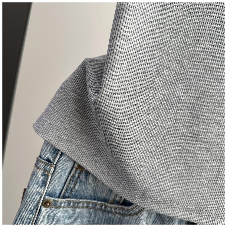 Standard Shoulder Casual Short Sleeve Tee Modal Ribbed Plus Size Loose Top Versatile Breathable Soft Material Flattering Slim Women Top