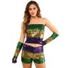 Mardis Gras Costume Accessories Sequins Tube Top Shorts Arm Sleeves Halloween Cosplay Costume for Carnival Masquerades