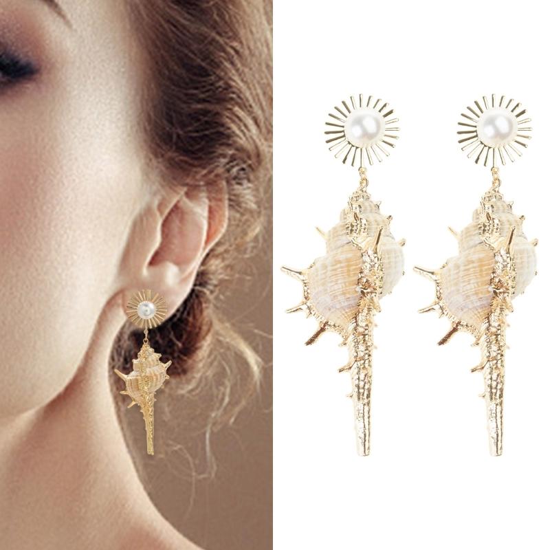 Conch Studs Earrings Bohemian Style Jewelry Exaggerated Comfortable Wear Ear Accessories Unique Fashion Eardrop
