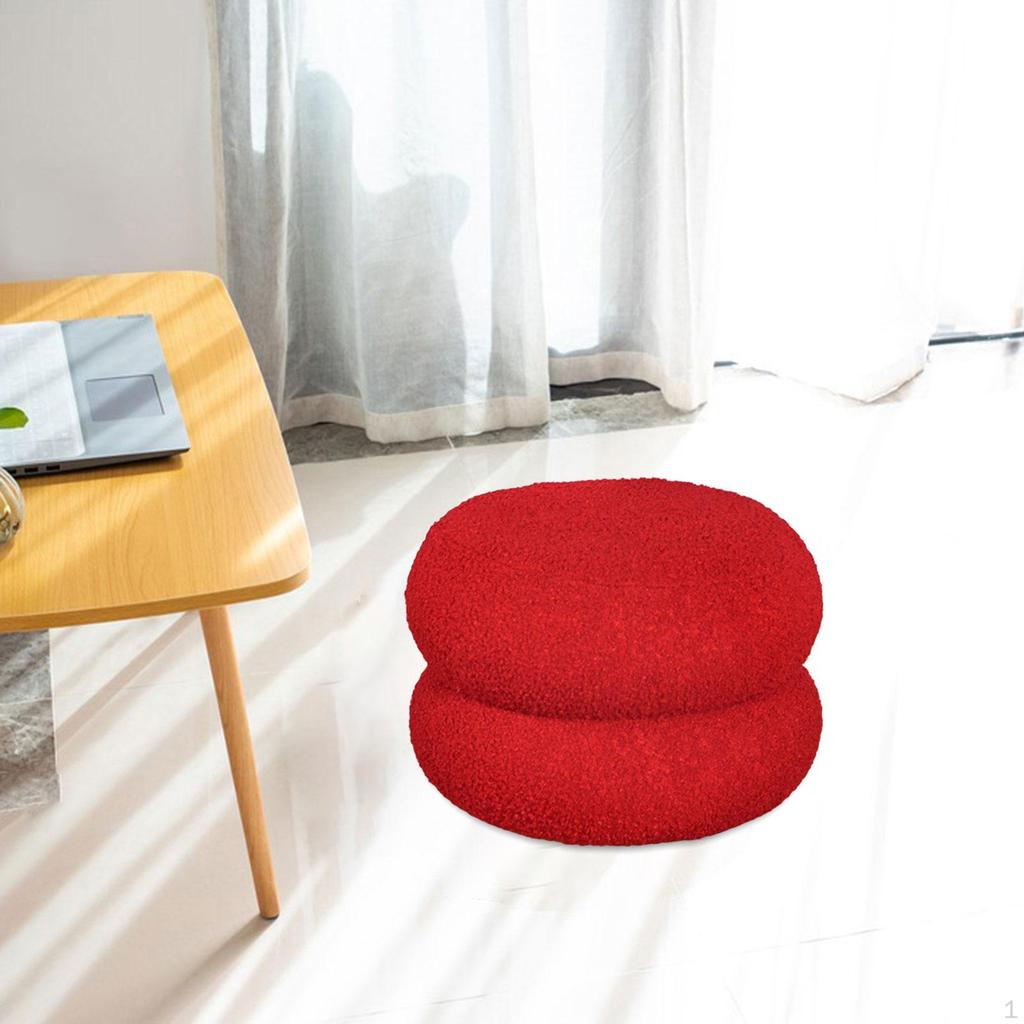 Dekorativní kulatá otomanová stolička, stabilní a pohodlná pro pohovku, podnožka, obouvání