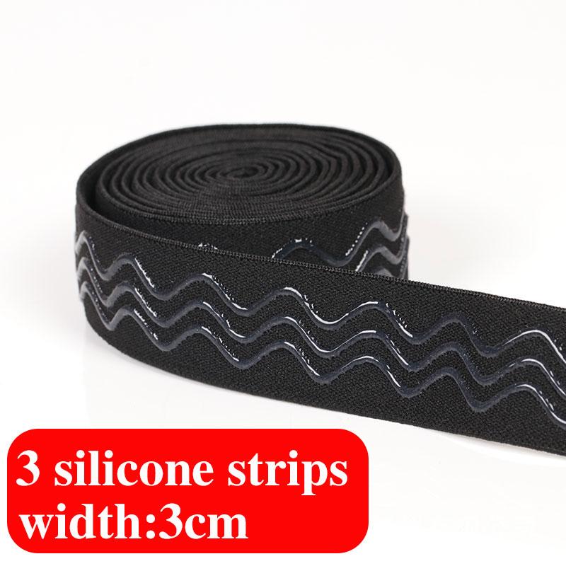 2/5Meters Black Elastic Bands Silicone Non-slip Bra Rubber Tape For Belt Garment Wave Ribbon DIY Clothes Sewing Accessories