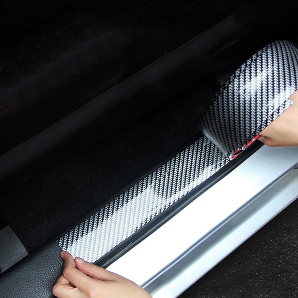 Carbon Fiber Rubber Car Bumper Protector Door Sill Anti-Scratch Tape Sticker