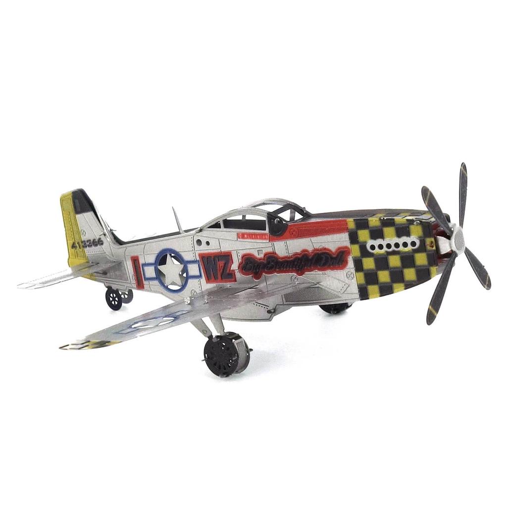 Stainless Steel Mustang Airplane 3D DIY Metal Puzzle - Glue-Free Assembly Toy