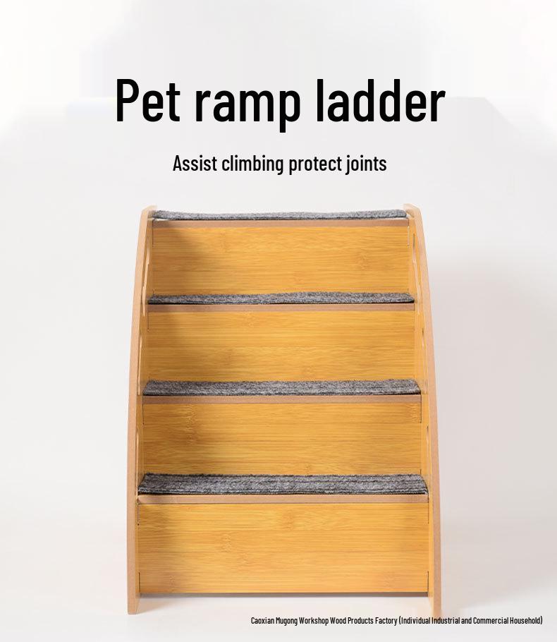 Wooden Pet Ladder: Bedside and Sofa Side Stairs for Dogs and Cats