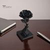 Detailed Petal Rose Model 3D Printed Black Statue Ornament, Gothic Dark Style Figurine, Unique Romantic Gift Artistic Flame Base Flower Decor,