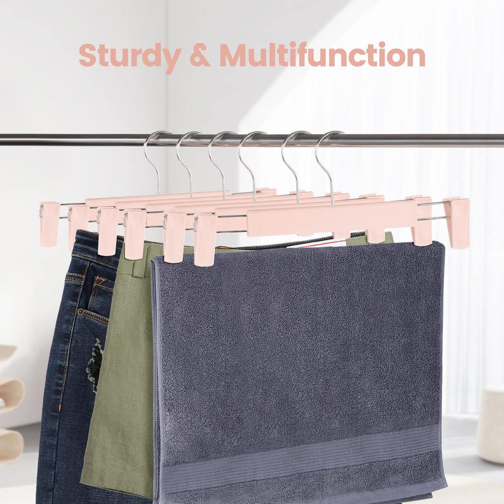 10 Pack Pants Hangers with Adjustable Non-Slip Clips Anti-Rust Hanging Hook for Trouser,Skirts,Jeans,Clothes Hangers