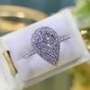 Pear Shaped Silver Color Ring for Women Engagement Wedding Fashion Jewelry Brilliant Cubic Zirconia Rings Accessories Hot