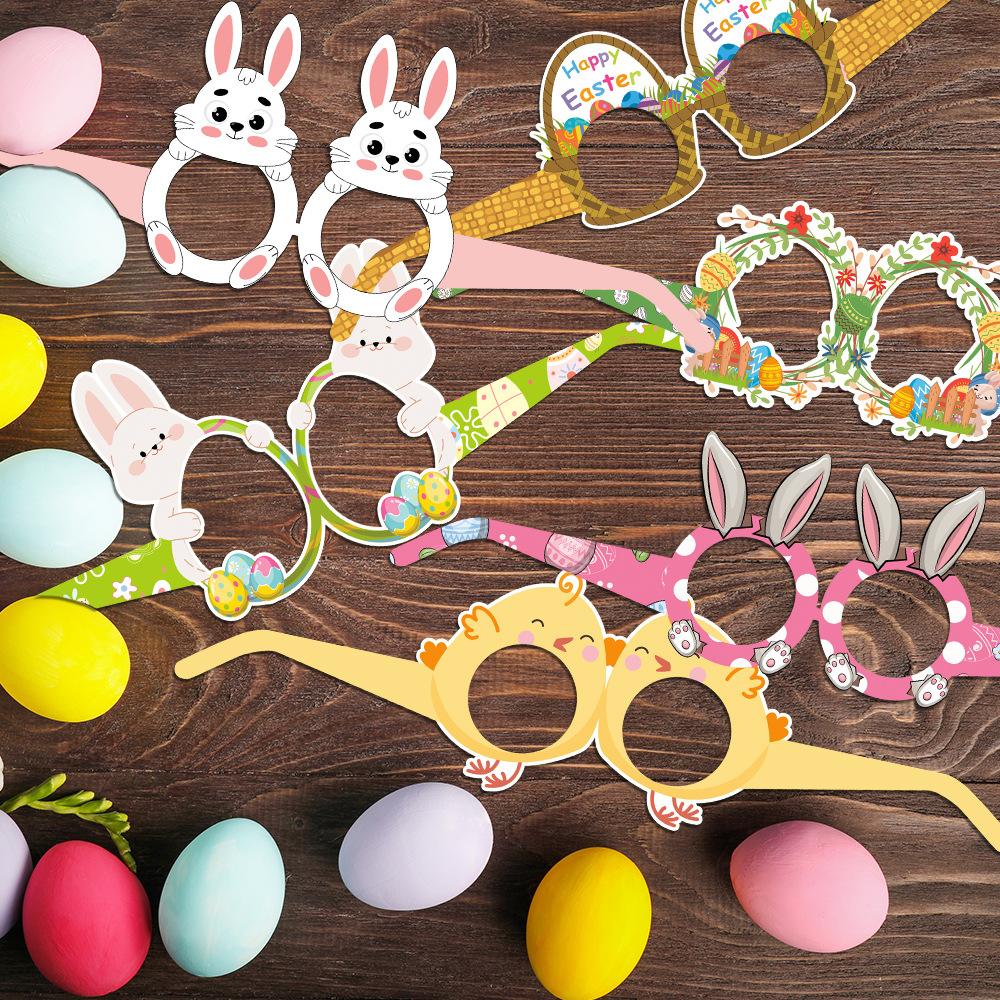 Ostern, Neuer Stil, Niedlicher Cartoon-Hase, Papierbrillen, Party, Foto-Requisiten für Kinder und Erwachsene, Dekorative Artikel