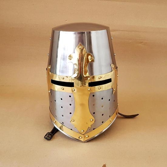 Medieval Crusader Knights Templar Armour Helmet Steel Brass Historical Collectible Costume Armor Gift