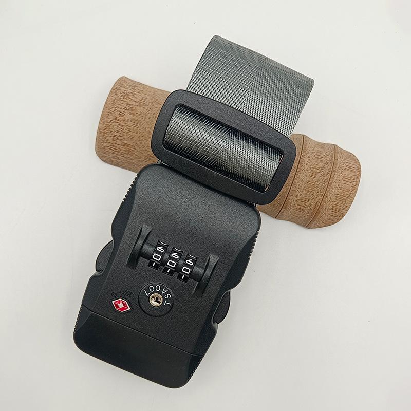 Solid Color Nylon Luggage Strap with Herringbone Pattern, Password Lock, and One-Word Handle