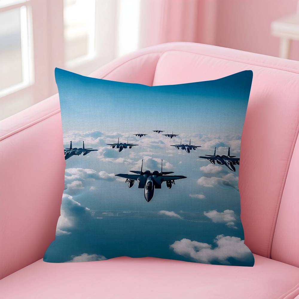 MMilitary Aircraft Fighter Enthusiasts Stitch Lucky Dragon Pillow Cover Sofa Cushion Cover Home Room Decoration Children Gift