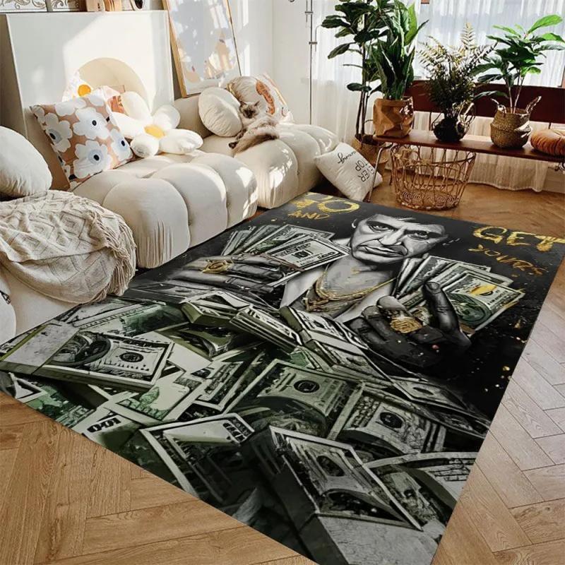Scarface Geldteppich Kühner Tony Montana Inspirierter Teppich Film-Themen Hausdekoration Einzigartiges Geschenk Modernes Statement