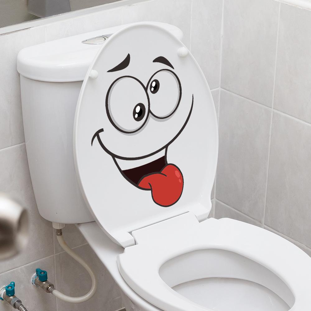 Funny Expression Toilet PVC Wall Sticker for Bathroom Decor.
