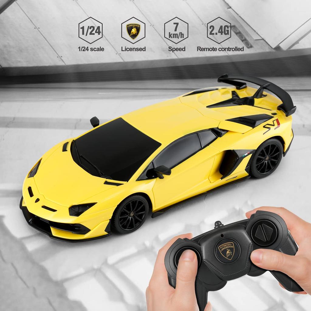 RASTAR 124 Lamborghini Aventador SVJ Radio Control Car, 2.4GHz, Yellow