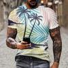 Summer Fashion T-Shirts with Coconut Palm 3D Print, Street Men's Large Size Daily T-Shirt with Round Neckline and Short Sleeves, T-Shirts, Tops