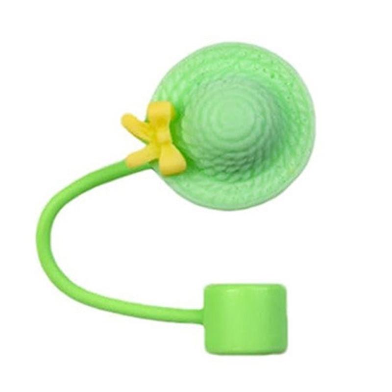 Dustproof Drinking Straw Caps Plug Reusable Straw Tip Lid Dustproof Plugs Cover Hat Shape Silicone Straw Cover Caps