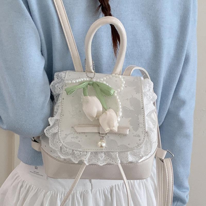 Schoolbag Korean Version of Fashionable Girl Style Portable Small Bag 1011 Spring New Lace High Value Backpack