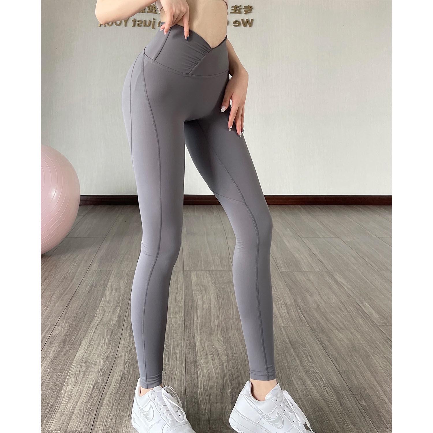 

High-Waisted Quick-Drying Yoga Pants - Slimming, Elastic, Hip-Lifting Sportswear for Women Large серый