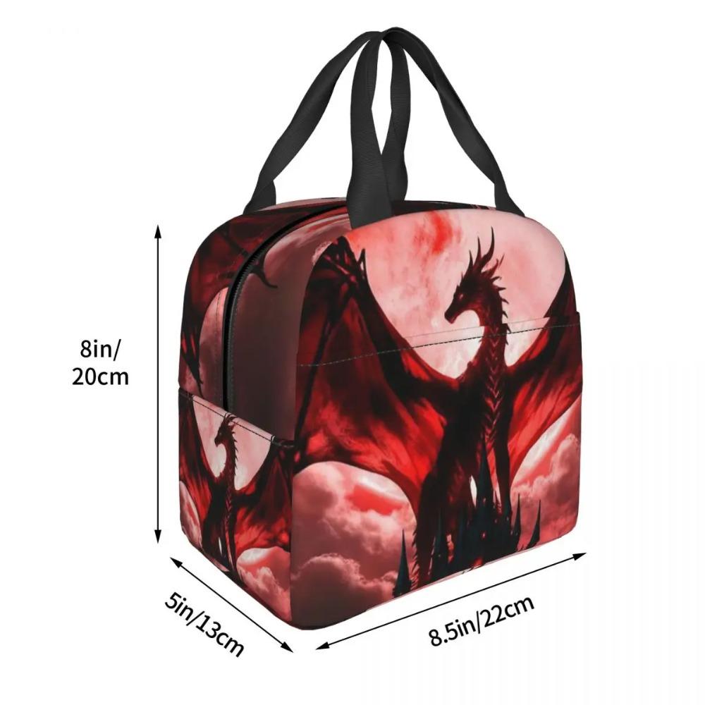 Dragon Red Moon Pattern Insulated Lunch Bag for Women Kids Portable Food Boxes Thermal Lunch Box Tote