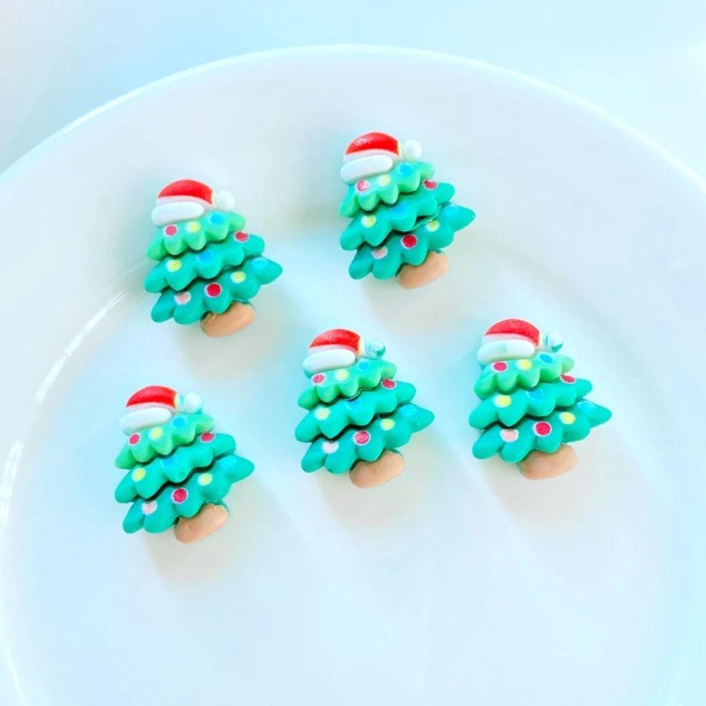 10Pcs Flatback Cabochon Ornament Christmas Decor Cartoon Hairpin Scrapbooking