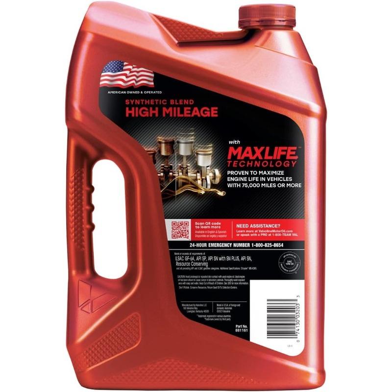 

Valvoline High Mileage with MaxLife Technology SAE 10W-30 Synthetic Blend Motor Oil 5 QT Pack of 2 Designed for High-Mileage Ve