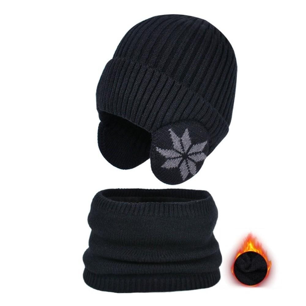 2pcs Coldproof Children Knitted Beanie Solid Color Pullover Hat Fashion Scarf Hat Set  Winter