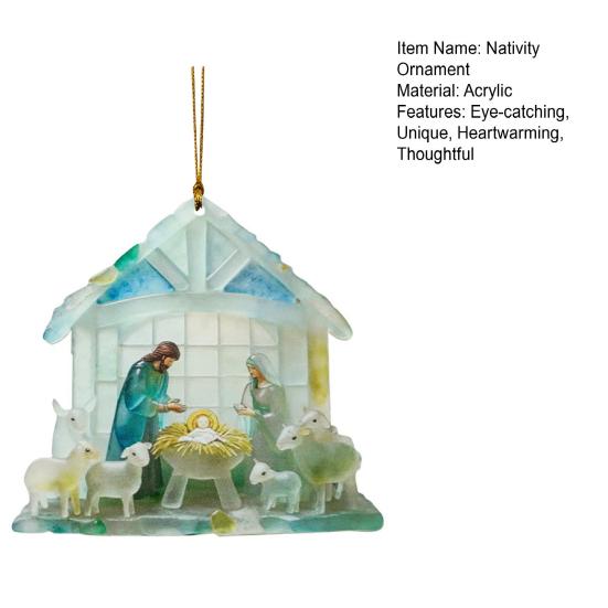Nativity Ornament for Christmas Tree Acrylic Christian Nativity Scene Hanging Decoration Religious Suncatcher for Home Window Decor