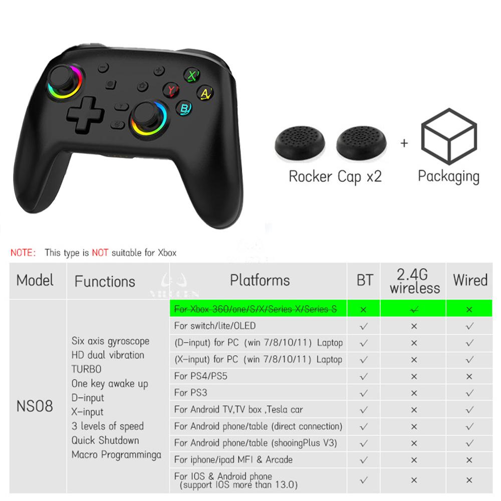 

Беспроводной контроллер для NS Switch OLED/Lite PC Pro Геймпад для управления Switch с эффектом Холла, турбо, RGB-джойстик