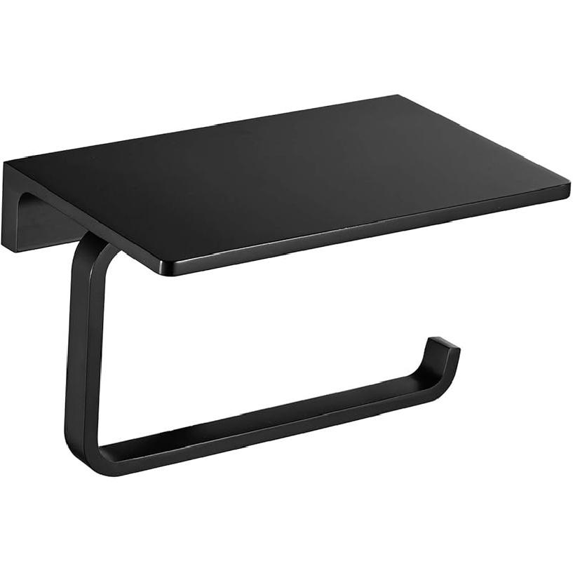 Toilet Paper Holder for Bathroom Solid Brass and Superior Hotel Style Tissue Roll Holder with Cell Phone Storage Gold Finish